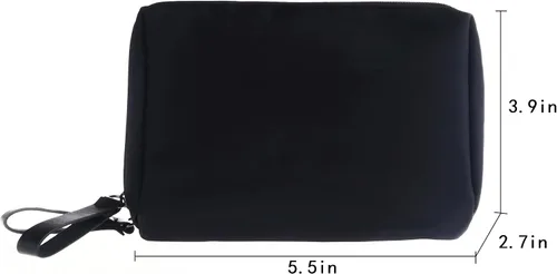 Miniatura 6 de Bolsa Pequeña de Maquillaje para Bolso Bolsa de Cosméticos Portátil Impermeable para Viaje Bolso de Maquillaje para Mujeres, Todo negro, Chico