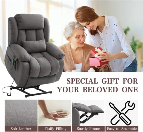 Miniatura 9 de Infinite Position Lay - Silla reclinable plana para adultos, silla elevadora eléctrica de doble motor para personas mayores con masaje