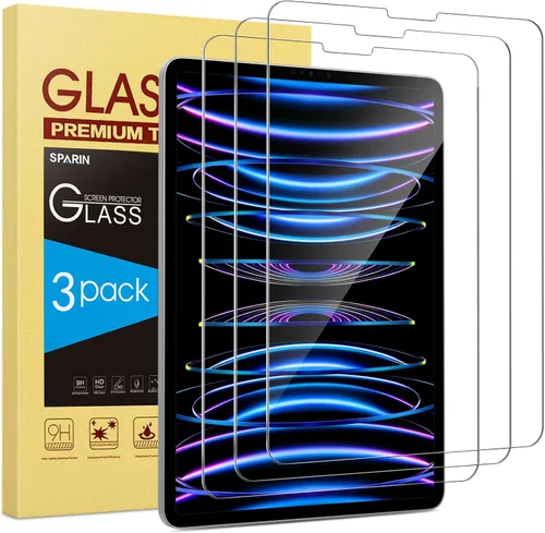 SPARIN Paquete de 3 protectores de pantalla para iPad Air de 5ª y 4ª generación de 10.9 pulgadas (Air 5/4) 2022/2020, iPad Pro de 11 pulgadas