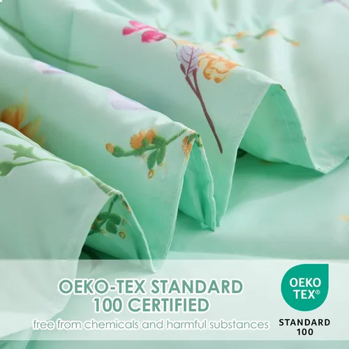 Miniatura 3 de Juego de ropa de cama JSD de microfibra con estampado floral verde, tamaño Queen, 3 piezas, edredón alternativo ligero para todas las estaciones