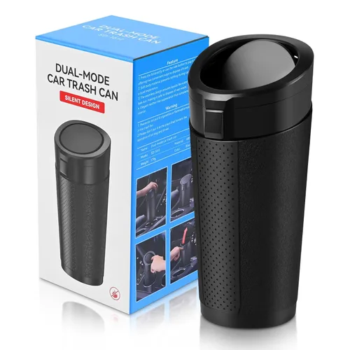Cubo de basura para automóvil con tapa, mini bote de basura a prueba de fugas para vehículo, bote de basura para portavasos, cubo de basura pequeño