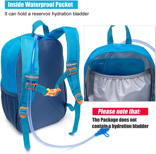 Miniatura 5 de Mochila pequeña de senderismo para niños o niñas, de 3 a 6 años, apta para aventuras deportivas al aire libre (azul, S)