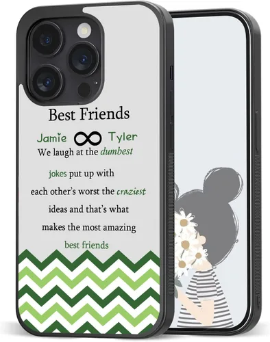 Fundas de teléfono con nombre personalizado para mejores amigos | iPhone 11 12 13 14 Pro Max Plus Mini X Xs Xr, Samsung Note 7 8 9 10 20 S21 S22 S23