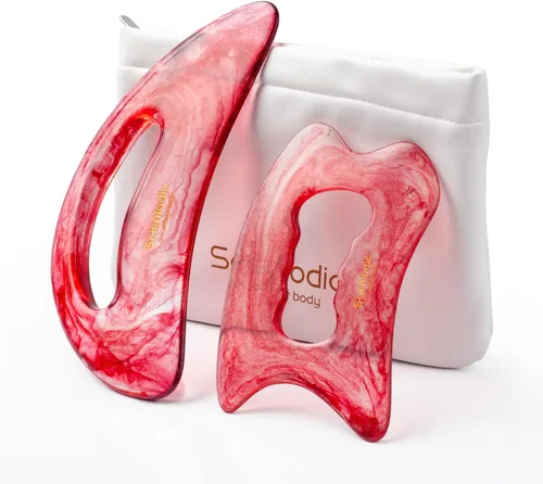Miniatura 23 de Scienlodic Gua Sha - Herramienta de masaje con mango (resina), herramienta de raspado Guasha más grande para masaje de espalda, cuello, cara