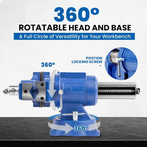 Miniatura 3 de Forward HY-DT150B-6IN - Tornillo de banco resistente con base giratoria de 360 grados y cabeza con yunque (6 pulgadas)