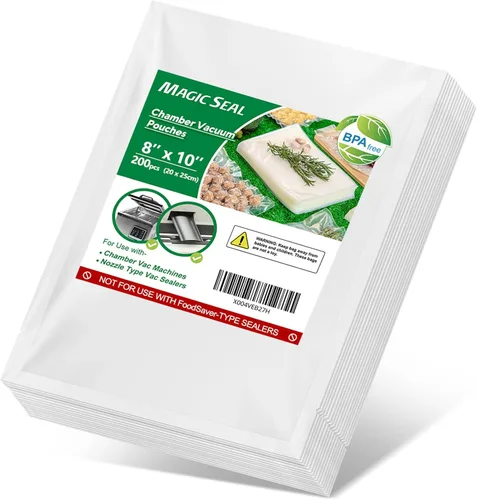 Miniatura 10 de MAGIC SEAL Bolsas selladoras al vacío de cámara, 10 x 12 pulgadas, bolsas de sellado al vacío lisas para almacenamiento de alimentos, sin BPA
