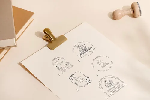 Miniatura 2 de Stamp By Me - Sello de Repujado de Libro Personalizado Sello de Libro Floral Personalizado Sello de Biblioteca Personalizado Sello de Repujado