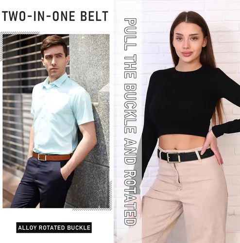 Miniatura 6 de AWAYTR Cinturón de cuero reversible para mujer, cinturón de dos colores en uno para jeans, vestido de mujer y hombre, cinturón con hebilla giratoria