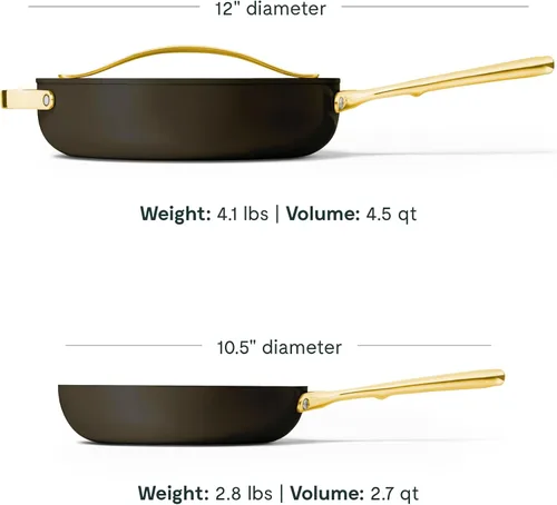 Miniatura 3 de Caraway Sartén y sartén Duo - Sartén de cerámica de 10.5 pulgadas y sartén profunda de 11.8 pulgadas con tapa, antiadherente, no tóxico, apto