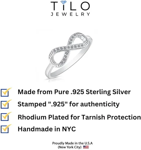 Miniatura 3 de TILO JEWELRY Anillo Forever Infinity de plata de ley 925 con circonita cúbica, Circonita, plata de ley, plata, circonita