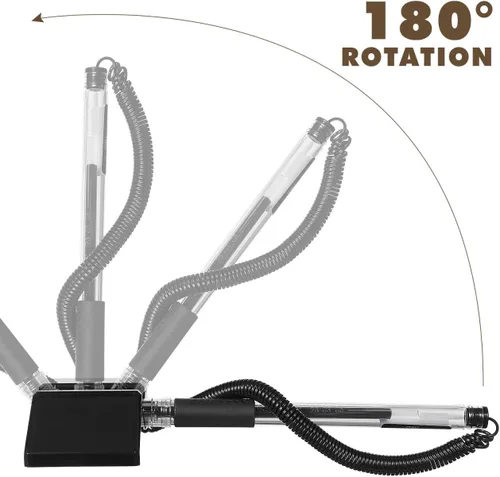 Miniatura 5 de NUOBESTY 3 bolígrafos de seguridad con cadena, soporte adhesivo para mostrador de bolígrafo, bolígrafos de escritorio de tinta de gel negro