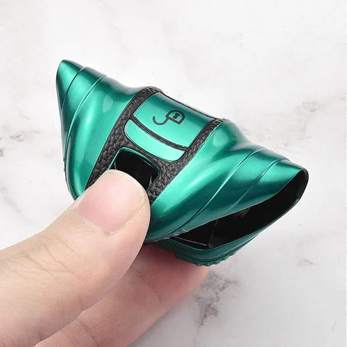 Miniatura 5 de SANRILY Funda de cuero para llave Porsche Remote Key Case Shell Key Holder con llavero, Verde