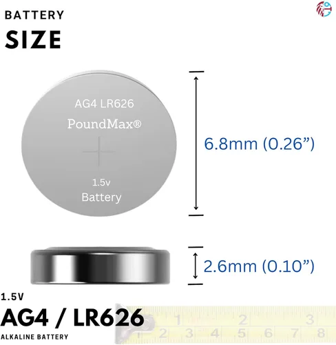 Miniatura 5 de PoundMax AG4 LR626 Baterías 1.5v Batería alcalina de botón - 10