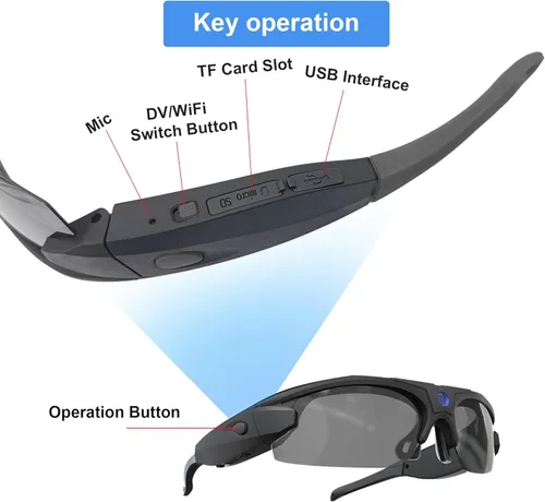 Miniatura 3 de Lentes de sol con cámara WiFi, lentes de video 4K HD 1080P con lente polarizada UV 400 para ciclismo, camping, conducción, viajes