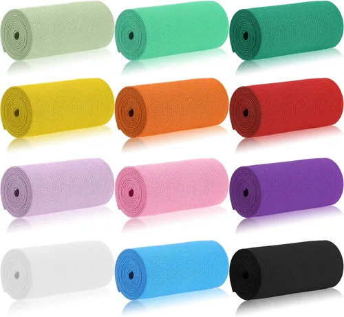WILLBOND 12 Rollos de Banda Elástica Colorida Plegable Cordón Elástico Banda Elástica de Servicio Pesado Banda Plana Tejida para Costura Bright Color