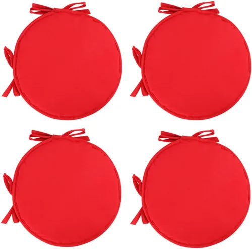 Miniatura 5 de Womenyiaor Juego de 4 cojines redondos para sillas para interiores y exteriores, con lazos, juego de bistró, almohadillas para sillas de comedor