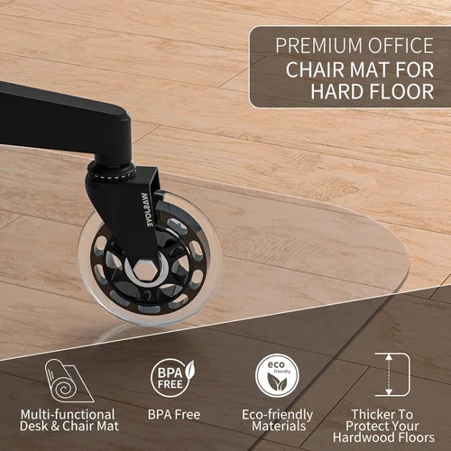 Miniatura 6 de WASJOYE Tapete para silla de oficina para suelo duro, 36 pulgadas, redondo, transparente, protector de suelo duro, tapete para el hogar, tapete