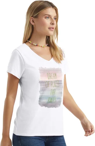 Miniatura 3 de Hanes - Camiseta estampada de manga corta con cuello en V para mujer