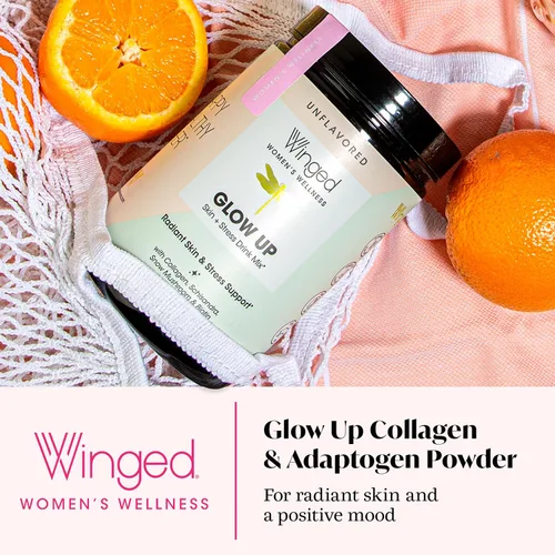 Miniatura 2 de Winged Wellness Glow Up, colágeno en polvo para mujeres, suplemento de belleza para cabello, piel y uñas, con péptidos de colágeno hidrolizados