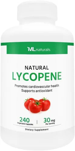 Miniatura 3 de ML Naturals Licopeno natural 30 mg (por porción) – 120 cápsulas vegetales – Apoya la salud cardiovascular, inmune y de próstata