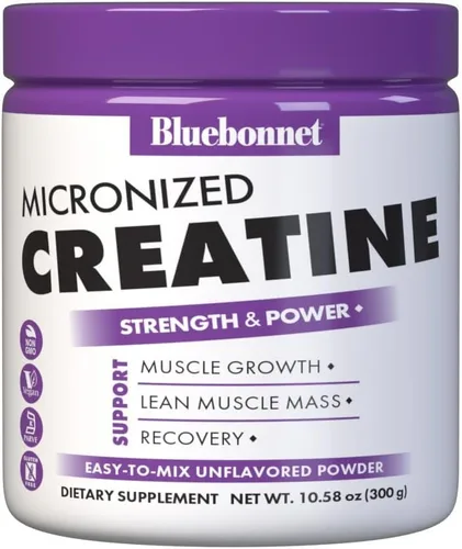 BlueBonnet Nutrition, monohidrato de creatina micronizada, 0.18 oz, soporta masa muscular magra, sin OMG, vegano, certificado Kosher, sin gluten,