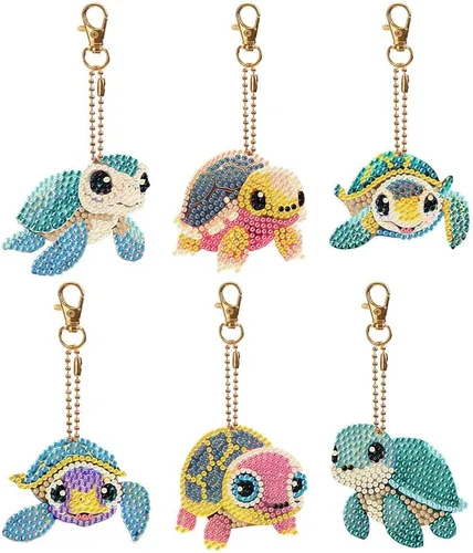 Miniatura 8 de LUSandy Juego de 6 llaveros de pintura de diamante con diseño de búho y flores azules 5D para adultos, diseño especial de búho de doble cara