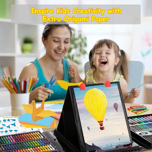 Miniatura 4 de Suministros de arte, paquete de 272 juegos de arte para niñas, niños, adolescentes, artistas, caja de arte de regalo de lujo con caballete triple