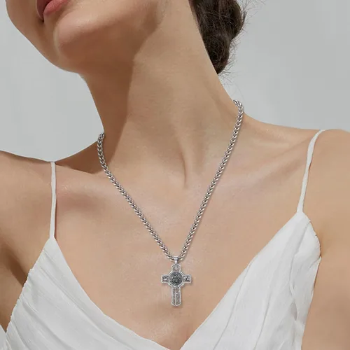Miniatura 152 de CELESTIA Medallas de plata de ley 925 San Miguel/San Cristóbal/San Benito/San Gabriel/Virgen María/Jesús/Caravaca/Metatrón/Sello de los Siete