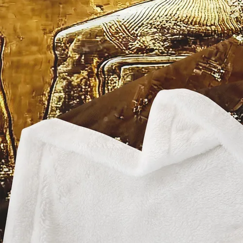 Miniatura 4 de Manta Throw con Estampado Egipcio Dorado Estilo Antiguo Egipto Manta Sherpa Patrón de Jeroglíficos del Antiguo Egipto Manta de Vellón Para Niños