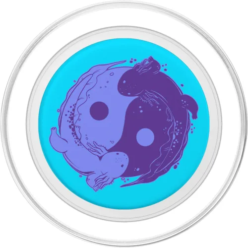 Miniatura 2 de Lindo ajolote morado y ajolote azul Yin Yang Aqua PopSockets MagSafe PopGrip para iPhone