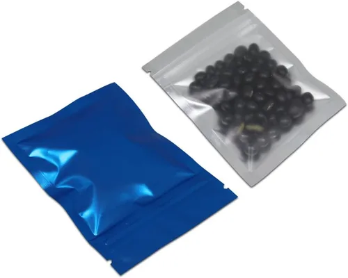 Miniatura 17 de FERENLI 100 unidades Bolsa de almacenamiento de alimentos Mylar con cierre de cremallera, bolsa de aluminio mate hermética con ventana frontal