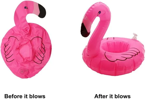 Miniatura 7 de Soporte inflable flotante para bebidas de flamenco, paquete de 12 posavasos flotantes para piscina, portavasos para latas de bebidas, tazas