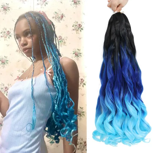 Miniatura 11 de WIPPORYA Cabello Rizado Francés para Trenzar de 24 Pulgadas, 6 Paquetes de Cabello Ondulado Suelto Elástico para Crochet Pre-Estirado 3.53