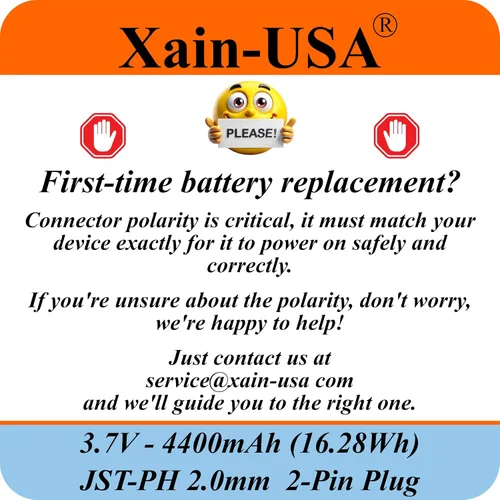 Miniatura 5 de Paquete de 1 batería de iones de litio de 3.7V 4400mAh con conector JST‑PH de 2 pines para electrónica, luces LED, juguetes, GPS y nodos solares
