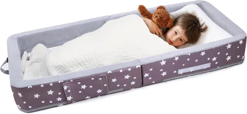 Miniatura 9 de Cama plegable para niños pequeños con lados, cama plegable para niños de 18 meses a 5 años (rectangular, corona)
