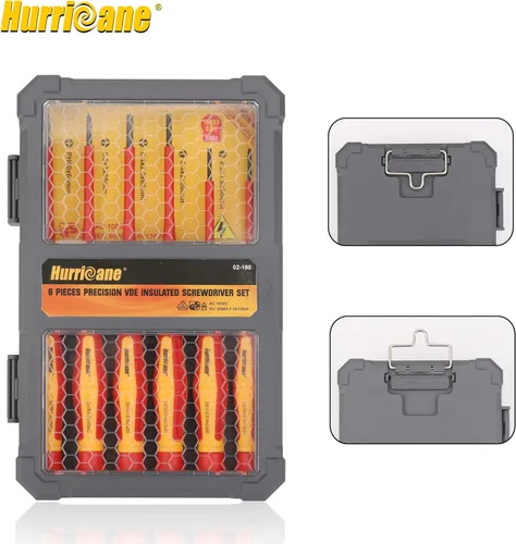 Miniatura 9 de HURRICANE Juego de destornilladores aislados de 1000 V, juego de 6 piezas de destornilladores de electricista de precisión con puntas magnéticas