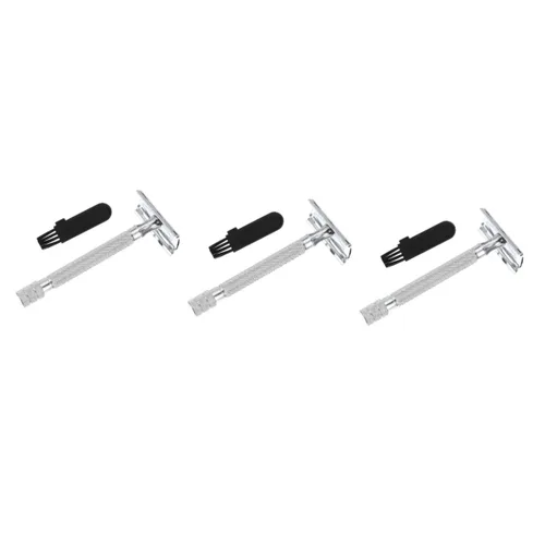 Miniatura 9 de Angoily 2 piezas de afeitar de mango blanco reutilizable doble filo seguridad barba Trimmer 2 piezas blancas.