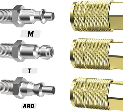 Miniatura 3 de Accesorios de manguera para compresor de aire, tamaño de flujo de 1/4 de pulgada, tamaño de rosca hembra NPT de 1/4 de pulgada, material de latón