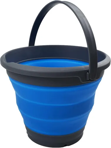 Miniatura 4 de SAMMART Cubo de plástico plegable de 5.5 L (1.4 galones) con tapa, bañera redonda plegable con tapa, cubo de agua portátil para pesca, maceta