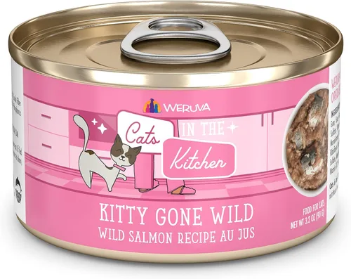 Miniatura 33 de Weruva Cats in The Kitchen, Kitty Gone Wild with Wild Salmon Au Jus - Alimento para gatos, lata de 6 onzas (paquete de 24)