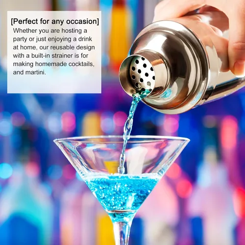 Miniatura 6 de uxcell Coctelera de plástico de 16 onzas con colador, botella mezcladora de vino de acero inoxidable para bar, fiesta, uso doméstico, mezclador