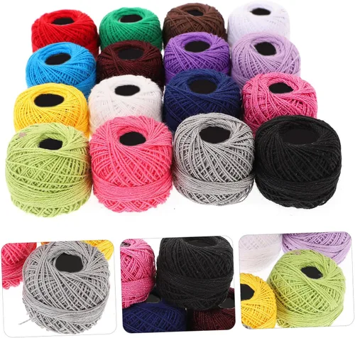 Miniatura 8 de 16 rollos de hilo de ganchillo de hilo de algodón, hilo de bordado, color arcoíris, suministros de costura para hacer el hogar
