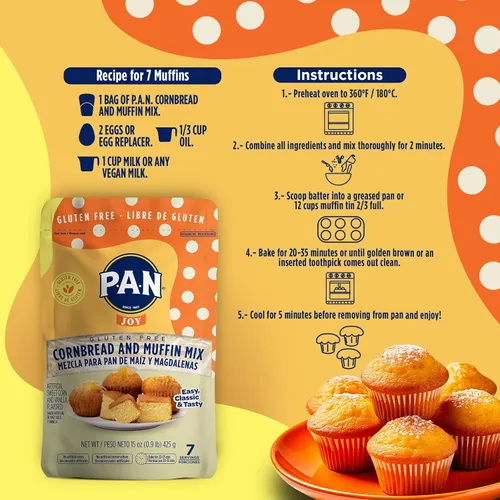 Miniatura 6 de P.A.N Mezcla de pan de maíz y muffins, mezcla para hornear sin gluten, 0.9 libras (paquete de 6)