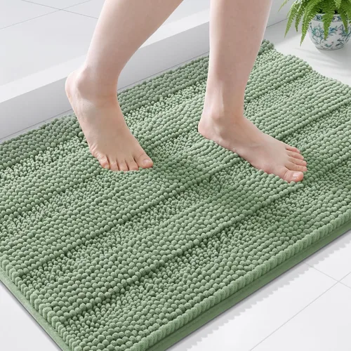Miniatura 122 de Grandaily Alfombras de baño de felpilla a rayas de 24 x 16 pulgadas, extra gruesas y suaves, absorbentes, parte trasera de goma, alfombra de ducha