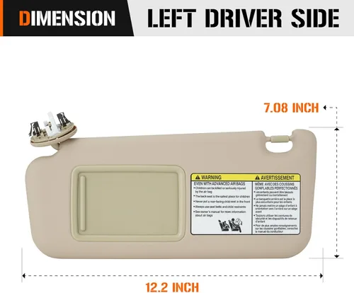 Miniatura 7 de Visera solar izquierda y derecha con luz de tocador para Toyota RAV4 2006-2013, lado del conductor y pasajero, repuesto de visera solar beige