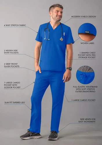 Miniatura 3 de Adar Addition Go-Everyday - Conjunto de uniforme médico para hombre, elegante camiseta médica y pantalones cargo