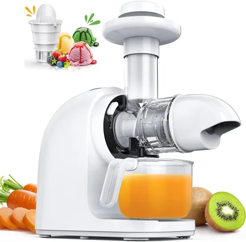 Iurrek E3C - Extractor de jugo, exprimidor lento con función inversa, motor antigoteo y silencioso, tornillos de cerámica sin BPA, para frutas y
