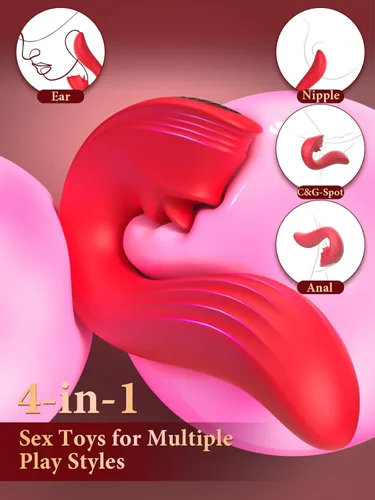 Miniatura 2 de Vibrador de juguetes sexuales para adultos para mujeres – Vibradores de empuje de lengua 3 en 1, consolador de rosa, juguetes sexuales con 9