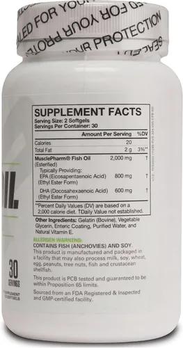 Miniatura 2 de MusclePharm Essentials - Aceite de pescado Elite Omega 3, apoya las articulaciones, el rendimiento muscular y la recuperación, salud cerebral