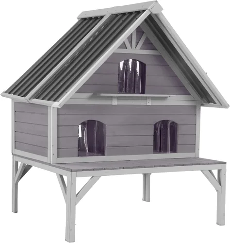 Miniatura 8 de GUTINNEEN Casa climatizada para gatos al aire libre para exteriores, resistente a la intemperie, aislada, refugio para gatos para invierno